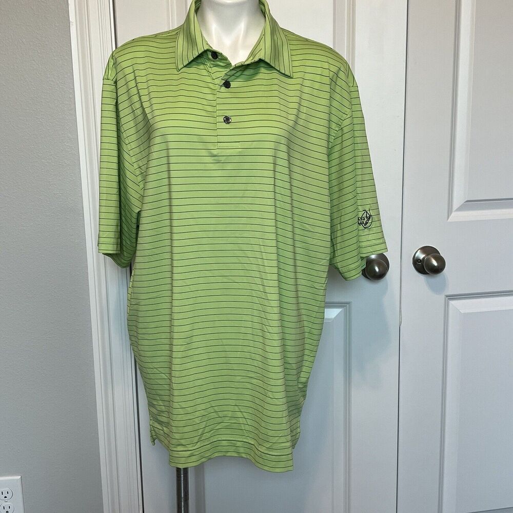 Foot Joy Polo Shirt Mens Adult Large Green Stripes Casual Tour Issued Golf
